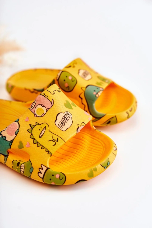 Lekkie Dziecięce Klapki Dinozaury Pomarańczowe Astro