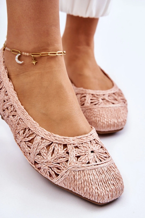 Ażurowe Modne Baleriny Różowe Thiago