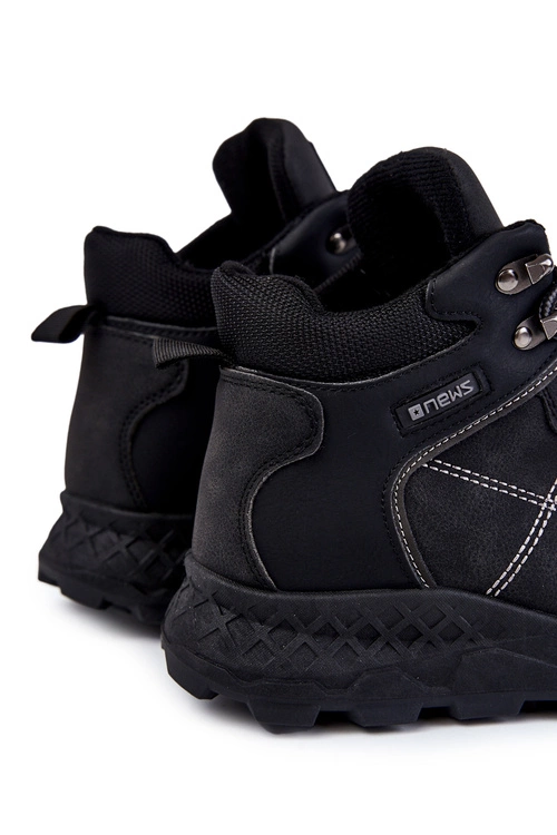 Męskie Ocieplane Botki Trapery Czarne Allan