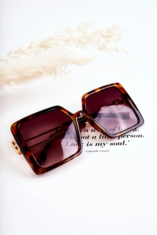 Kwadratowe Okulary Przeciwsłoneczne Marmurkowe V130042 Brązowe