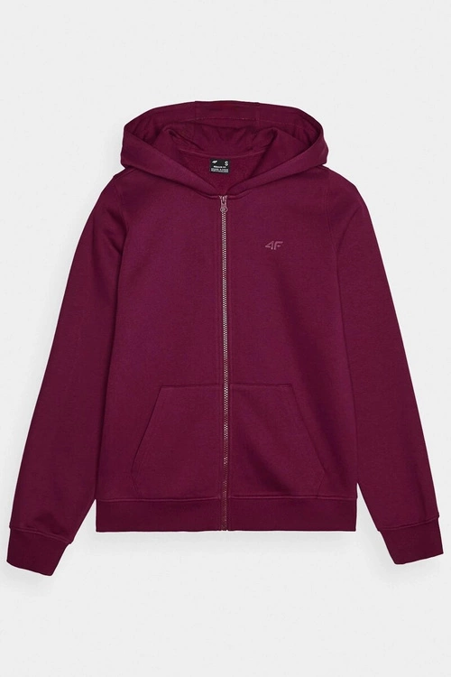 Bluza Damska Dresowa Z Kapturem Rozpinana Bawełniana 4F Fioletowa 4FWMM00TSWSF1467-51S