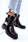 Skórzane Lakierowane Botki Z Suwakiem Czarne Cortona