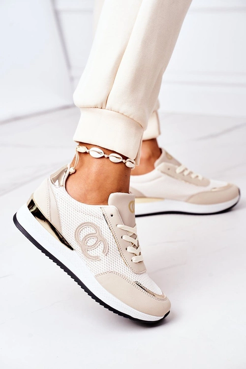 Damskie Sportowe Buty Sneakersy Beżowe Under Control
