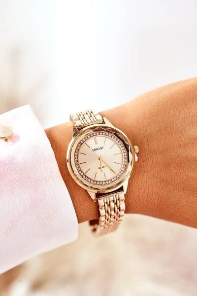 Zegarek Na Bransolecie Z Cyrkoniami ERNEST Złoty