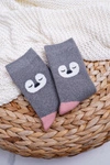 Damskie Skarpetki Ciepłe Szare z Pingwinem
