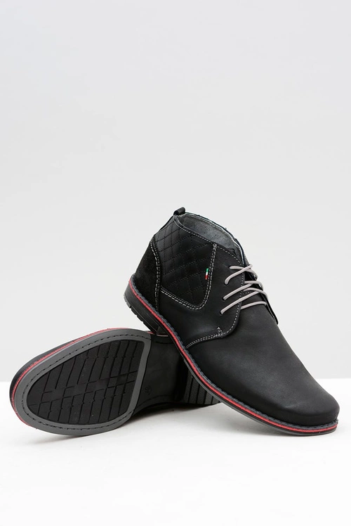 Męskie Czarne Skórzane Półbuty Graziano