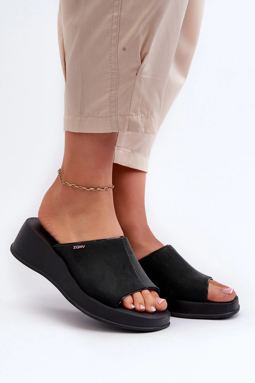 Pachnące Klapki Damskie Na Koturnie ZAXY LL285084 Czarne