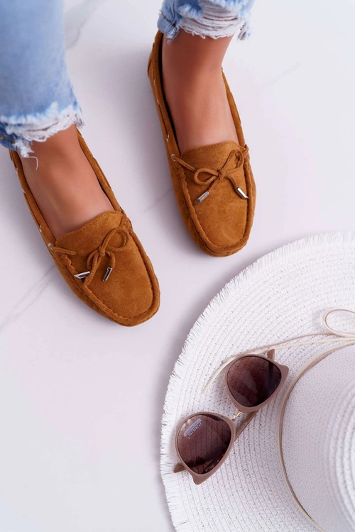 Mokasyny Damskie Wygodne Eko-zamsz Camel Memfi