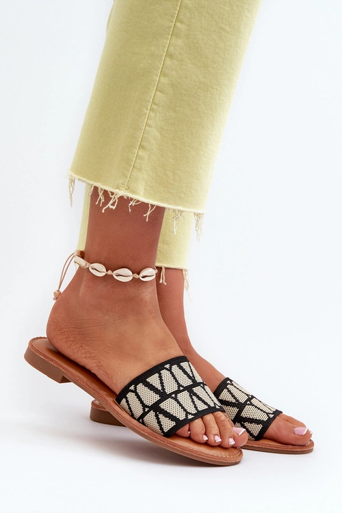 Klapki Damskie Na Płaskim Obcasie Czarne Traivea