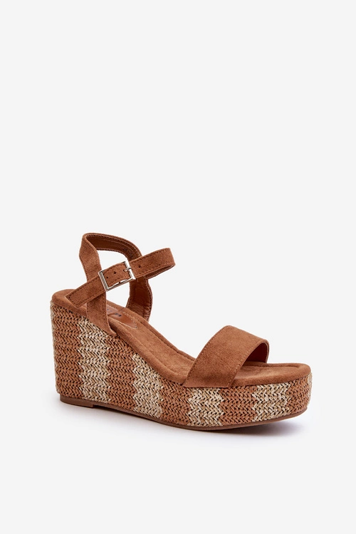 Sandały Damskie Na Koturnie Z Plecionką Camel Reviala