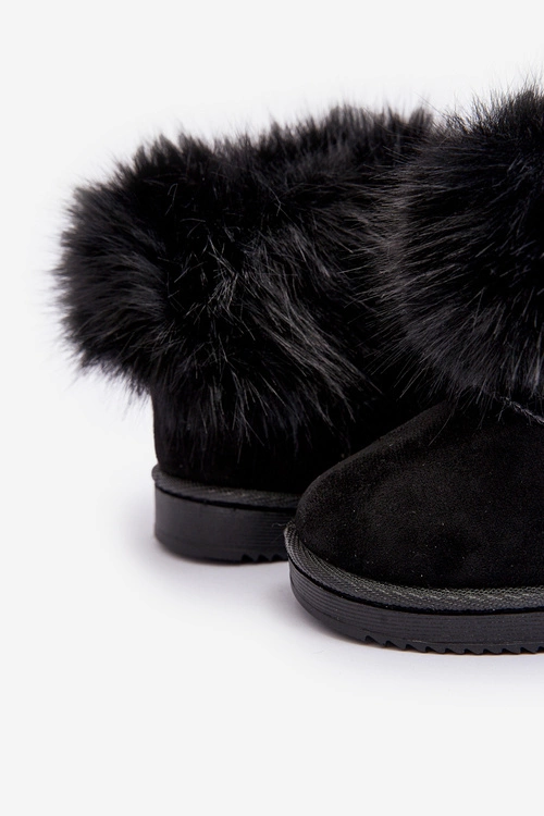 Dziecięce Ocieplane Botki Śniegowce Z Futerkiem Czarne Nohie