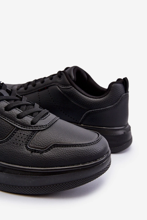 Lekkie Sneakersy Męskie Na Platformie Z Eko Skóry Czarne Uziran