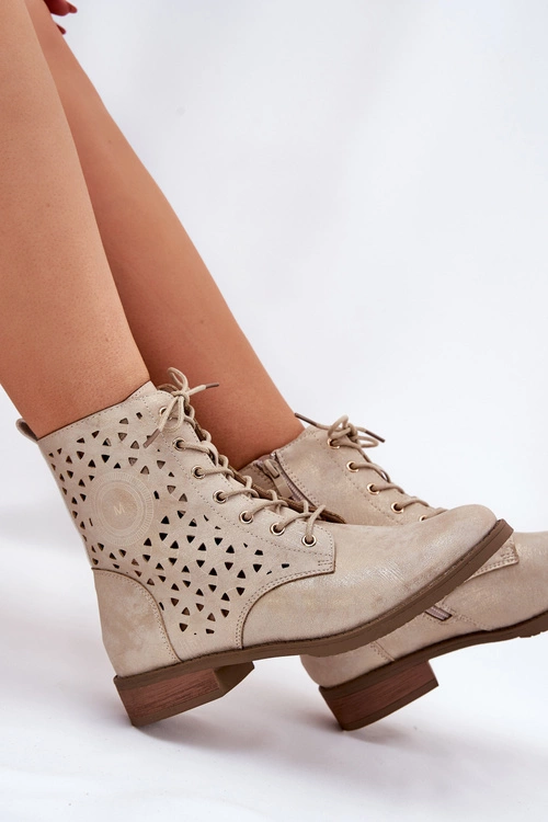 Botki Z Ażurowym Wzorem Na Zamek Złote Serfina