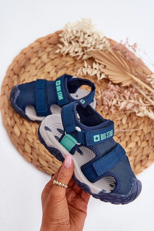 Sandały Chłopięce Na Rzepy Big Star NN374232 Granatowe