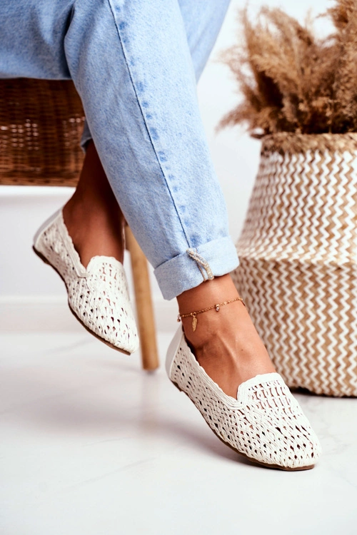 Baleriny Damskie Lu Boo Plecione Białe 4Ever