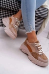 Sportowe Damskie Buty Gruba Podeszwa Camel Cardamon