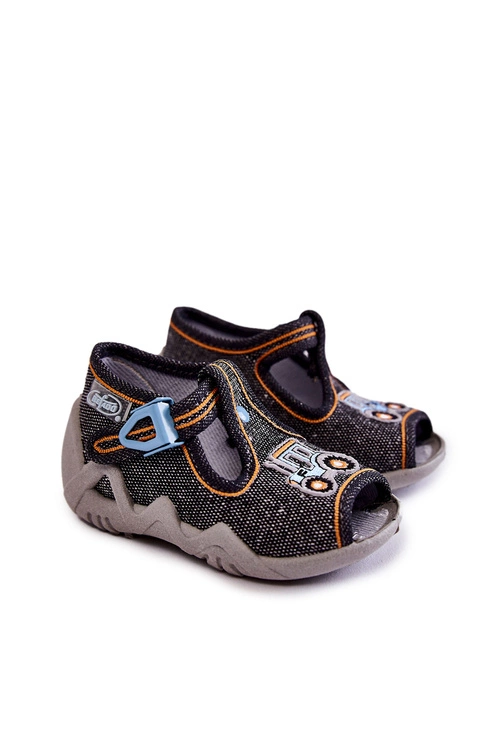 Dziecięce Sandałki Papcie Befado Traktorek 217P111 Ciemnoszare