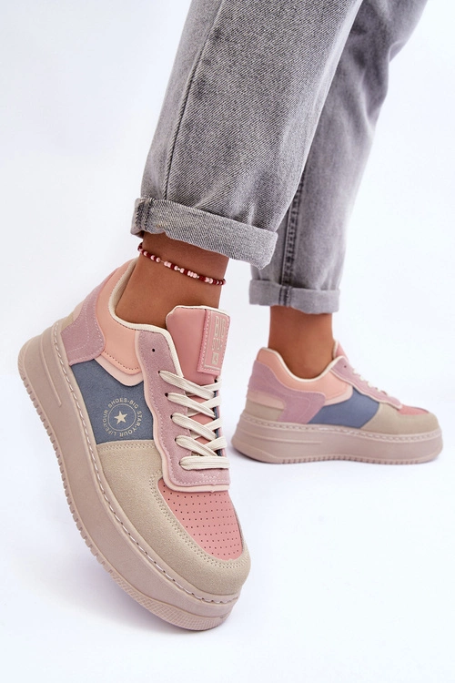 Buty Sportowe Damskie Big Star MM274233 Różowo-Beżowe