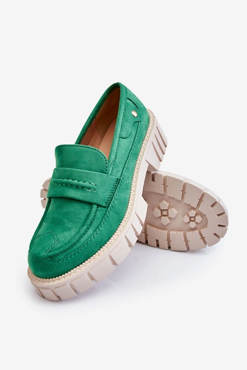 Damskie Zamszowe Wsuwane Półbuty Zielone Fiorell