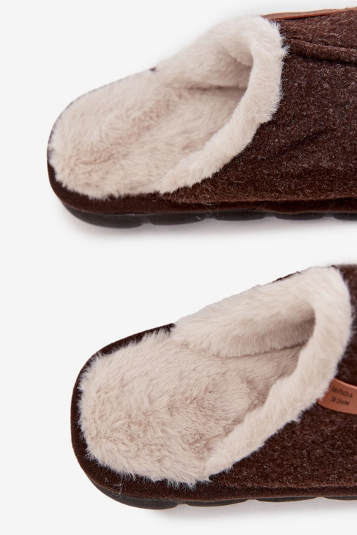 Kapcie Męskie Ocieplane Futerkiem Czekoladowe Darielle