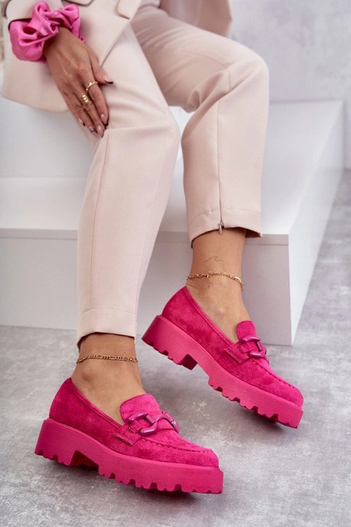 Damskie Zamszowe Półbuty Na Platformie Różowe Gunn