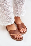 Skórzane Damskie Klapki Lewski Shoes 3682 Camel