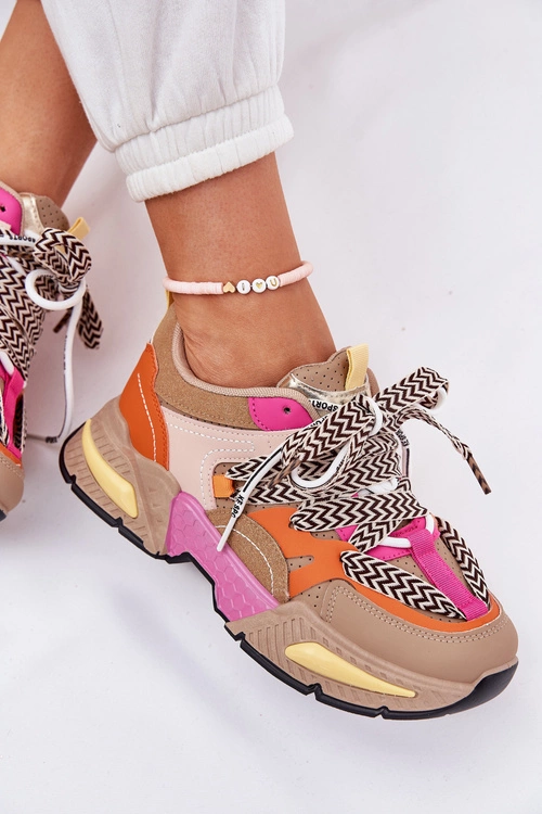 Sneakersy Buty Sportowe Damskie Z Podwójnym Sznurowaniem Khaki Efobell