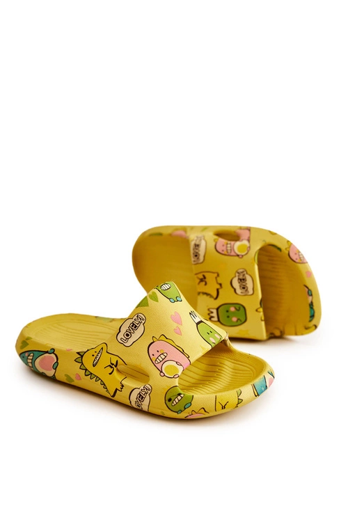 Lekkie Dziecięce Klapki Dinozaury Żółte Astro
