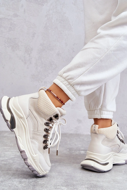 Damskie Wysokie Buty Sportowe GOE KK2N4097 Jasnobeżowe