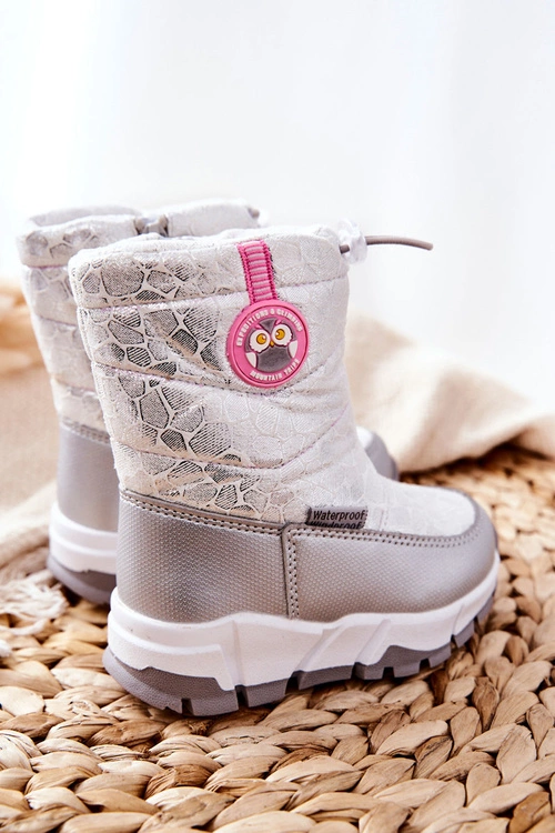 Dziecięce Ocieplane Śniegowce Na Suwak Srebrno-Białe Laoth