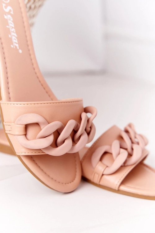 Skórzane Klapki Z Łańcuchem Camel Step By Step