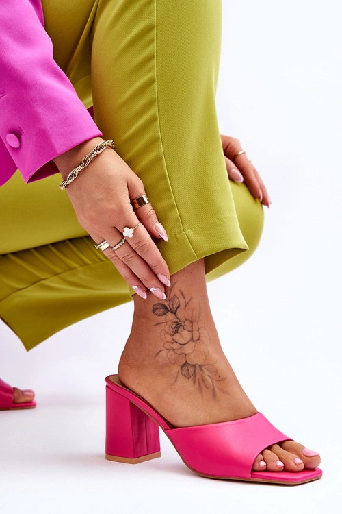 Damskie Skórzane Klasyczne Klapki Fuksja Loara