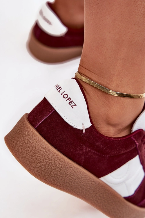 Zamszowe Sneakersy Damskie Daniel Lopez Just Dare SS2D4023 Bordowe