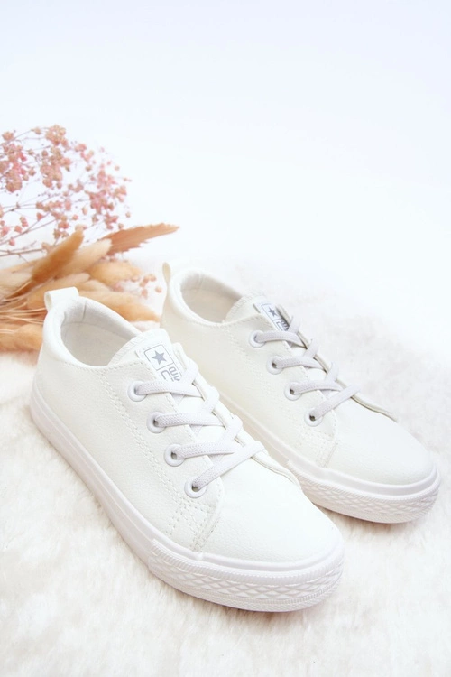 Skórzane Dziecięce Trampki Białe Poliana