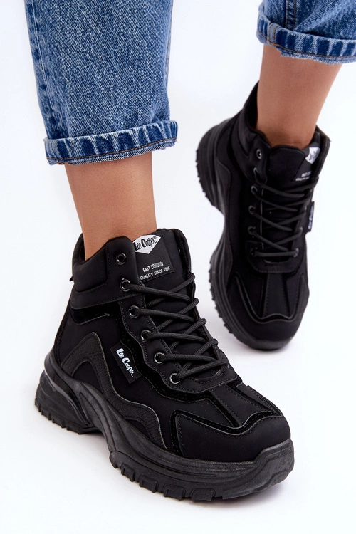 Botki Trapery Damskie Ocieplane Sznurowane Lee Cooper LCJ-23-44-1976L Czarne