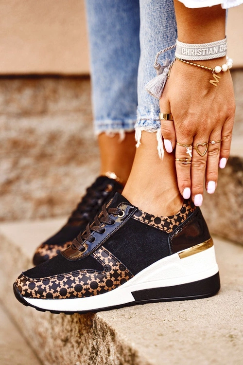 Sportowe Damskie Buty Sneakersy Skórzane Czarno Białe Metronus