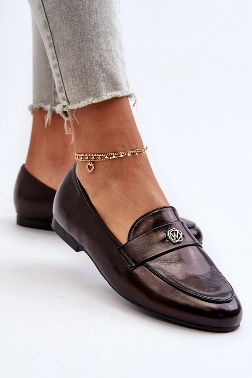 Mokasyny Damskie Na Płaskim Obcasie Czarne Sylvaine