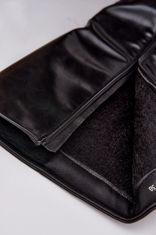 Kozaki Damskie Na Niskiej Szpilce Ocieplane Z Eko Skóry Czarne Marcellia