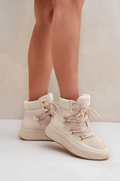 Niskie Śniegowce Na Platformie Jasnobeżowe Naliora