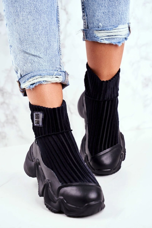 Damskie Buty Sportowe Wysokie Big Star Czarne GG274607