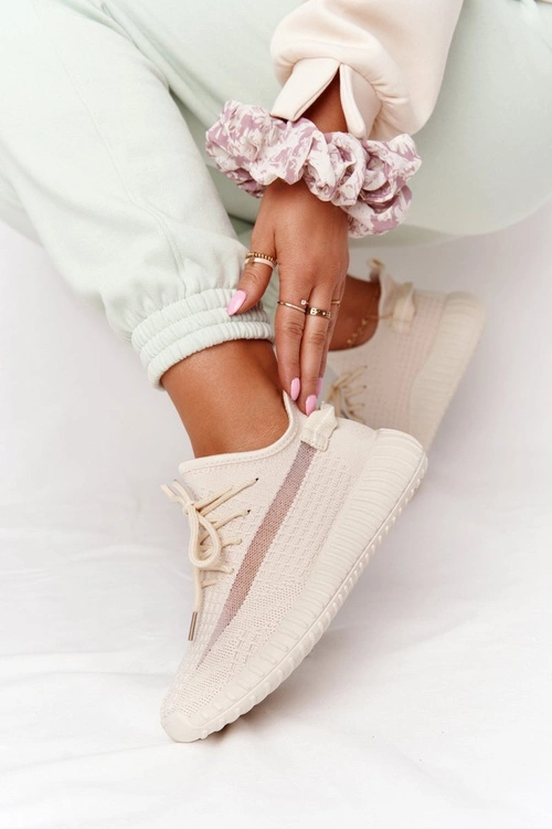 Damskie Sportowe Buty Sneakersy Beżowe Amazing