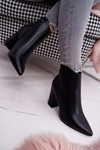 Damskie Botki Na Słupku W Szpic Czarne Felino