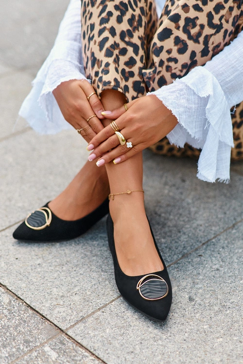 Czółenka Na Niskim Obcasie Z Eko Zamszu S.Barski KV27-037 Czarne