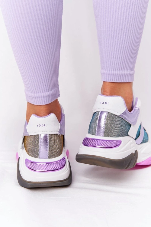 Sportowe Buty Na Dużej Podeszwie GOE HH2N4038 Biało-Fioletowe