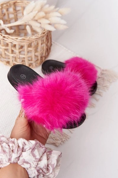 Dziecięce Klapki Z Futerkiem Fuksja Fashionista