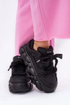 Skórzane Sneakersy Damskie Na Masywnej Platformie GOE RR2N4044 Czarne