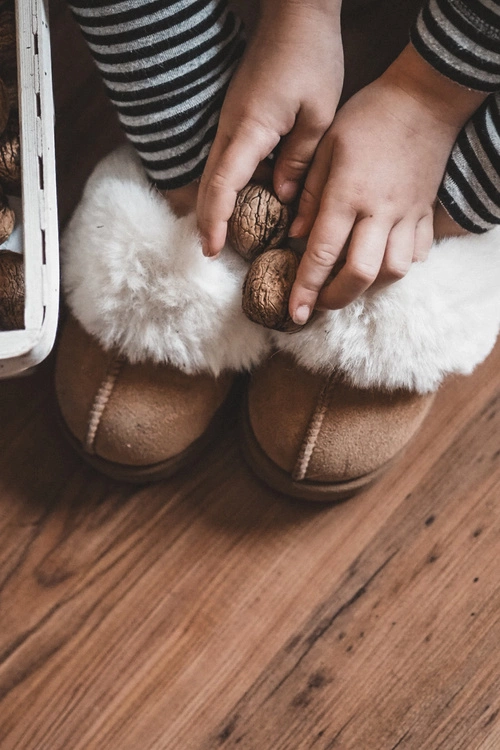 Kapcie Dziecięce Z Futerkiem Camel Birasta