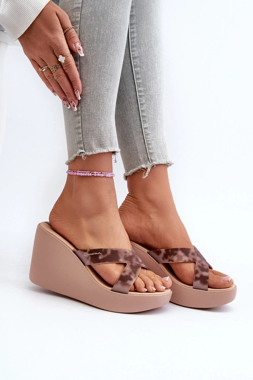 Klapki Damskie Na Koturnie 83520 Ipanema High Fashion Slide Fem Beżowe