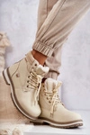 Damskie Ocieplane Botki Trapery Beżowe Liv