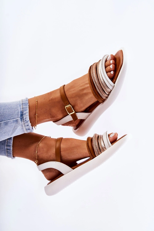 Modne Skórzane Sandały Damskie Maciejka 05561-11 Białe